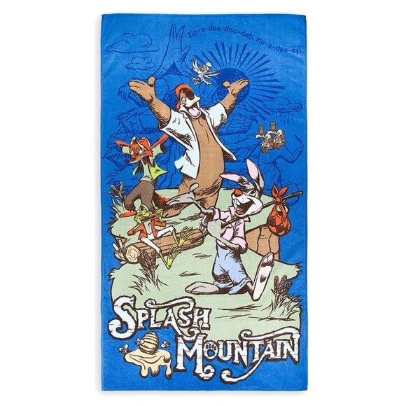 Disney Parks Splash Mountain Brer Bear Brer Fox Br’er Rabbit Beach Towel - Picture 2 of 8
